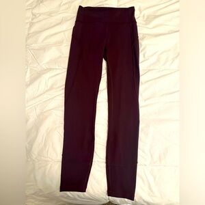 Lululemon fast and free leggings 25” size 4 burgundy